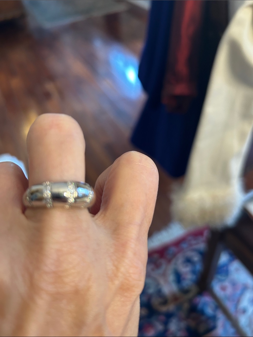 Silver Band Ring with Decorative Accents - Women Jewelry
